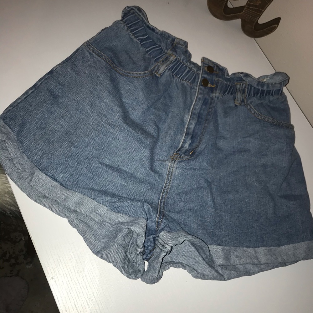 Forever 21 High Waisted Elastic Denim Shorts